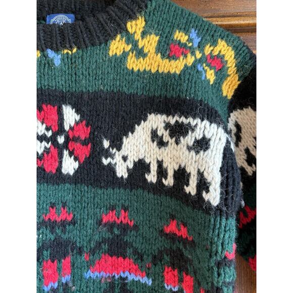 90s GAP S Fair Isle Chunky Knit Sweater Shetland Wool Peruvian Print 32” Chest - Picture 4 of 7